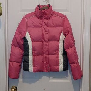 Tommy Hilfiger pink gray white ski  puffer Sz XS EUC